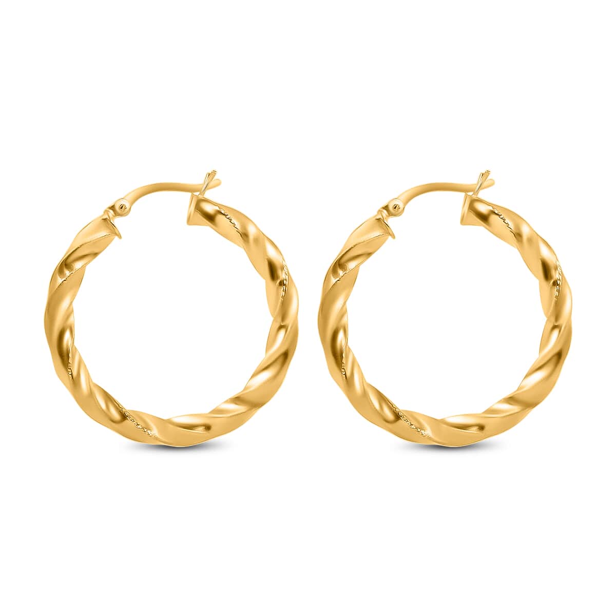 14K Yellow Gold Over Sterling Silver Twisted Hoop Earrings 3.80 Grams image number 2