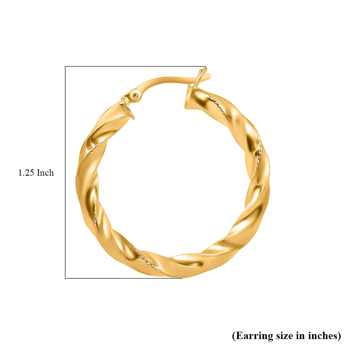 Twisted Hoop Earrings in 14K Yellow Gold Over Sterling Silver 3.80 Grams