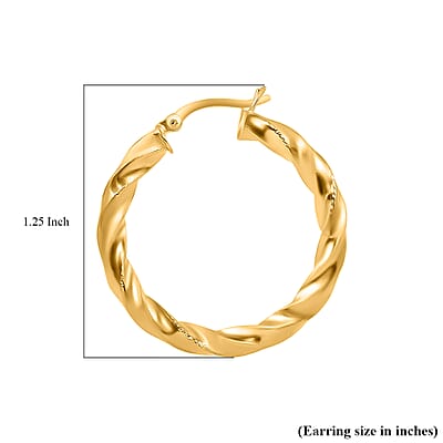 Twisted Hoop Earrings in 14K Yellow Gold Over Sterling Silver 3.80 Grams