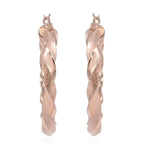 Twisted Hoop Earrings in 14K Rose Gold Over Sterling Silver 3.80 Grams