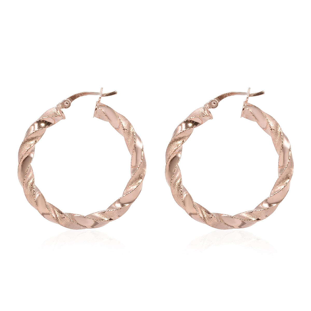 Twisted Hoop Earrings in 14K Rose Gold Over Sterling Silver 3.80 Grams image number 2