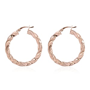 Twisted Hoop Earrings in 14K Rose Gold Over Sterling Silver 3.80 Grams