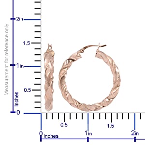 Twisted Hoop Earrings in 14K Rose Gold Over Sterling Silver 3.80 Grams