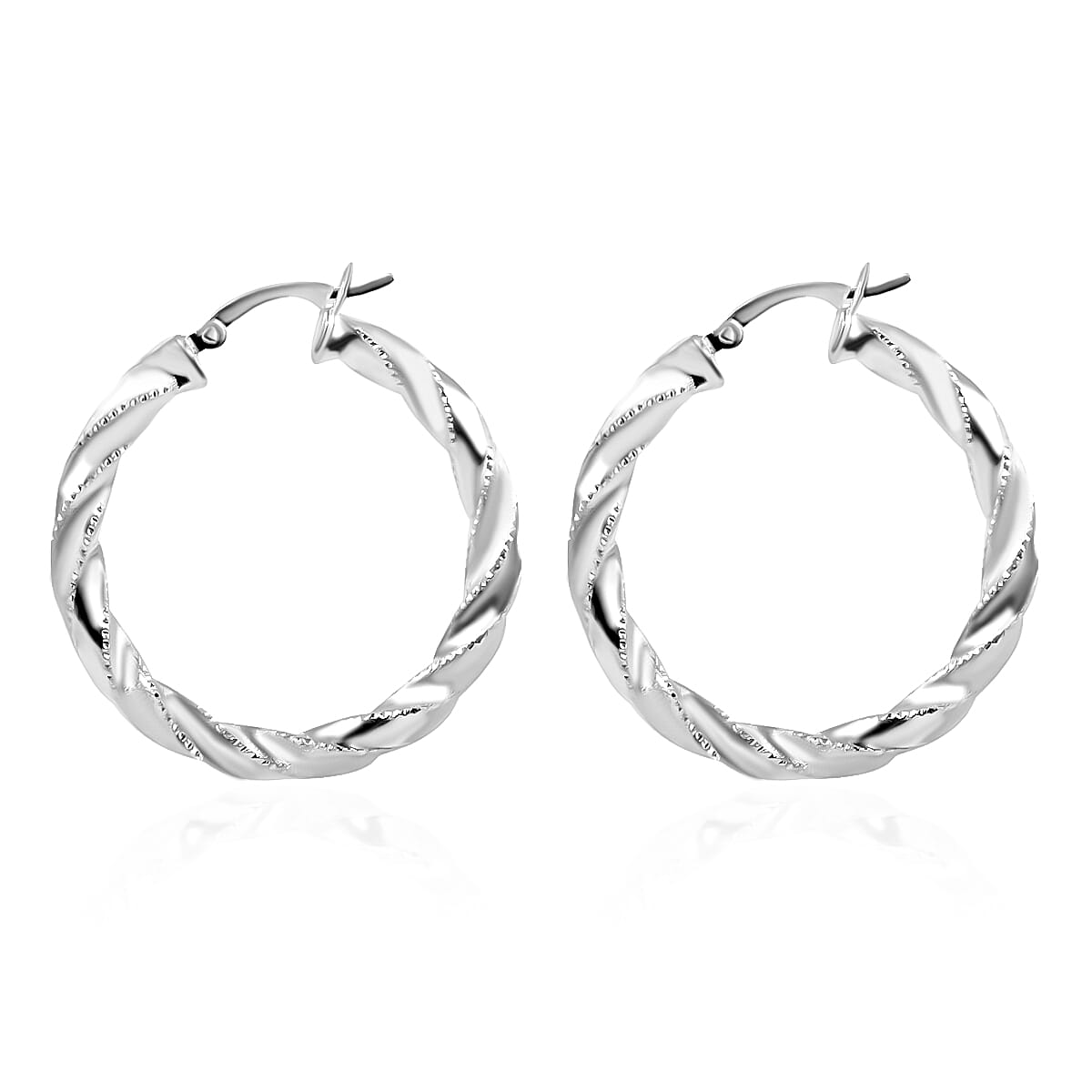 Twisted Hoop Earrings in Sterling Silver 3.68 Grams