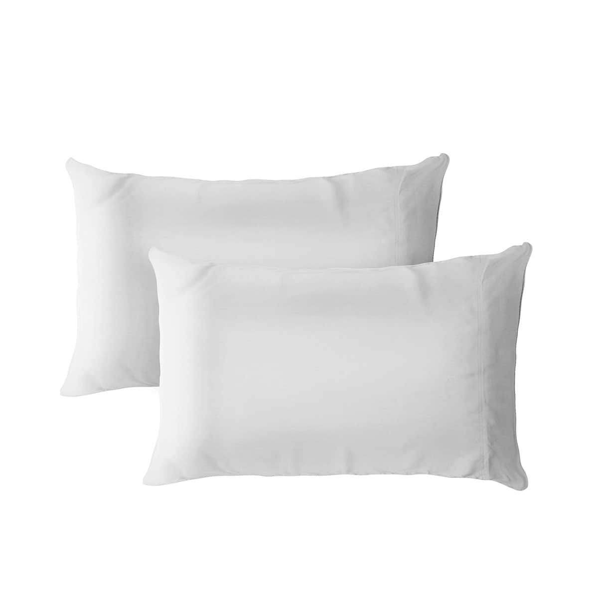 LINENWALAS Set of 2 White Pure Cotton Pillow Cover with Storage Bag (Queen, 300 TC) image number 0