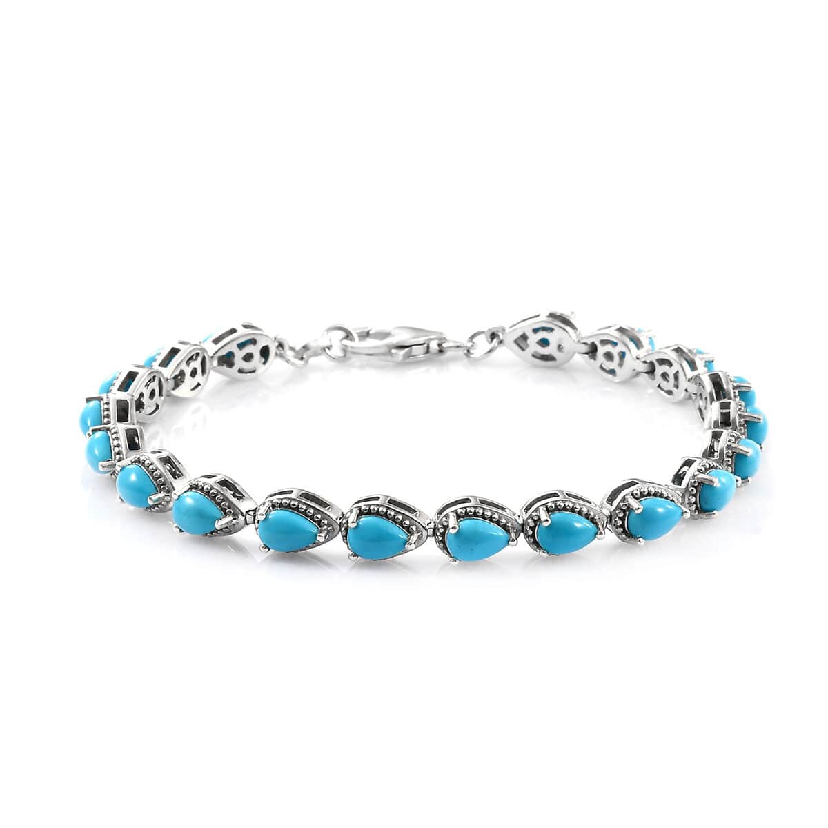 AMERICAN Natural Sleeping Beauty Turquoise Bracelet in Platinum Over Sterling Silver (7.25 In) 10.70 Grams 7.65 ctw image number 0