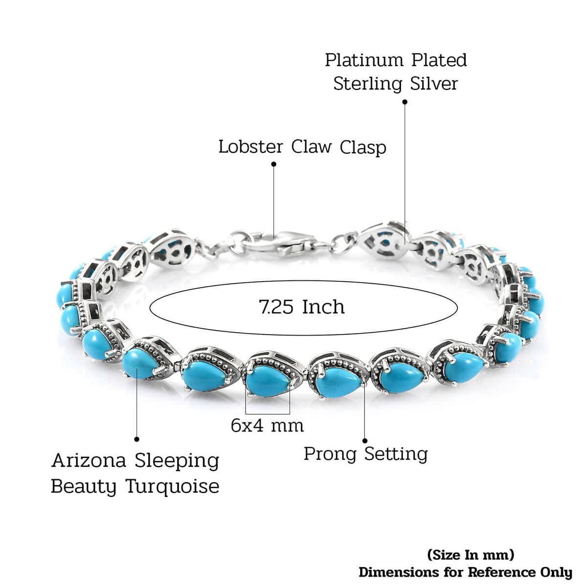 AMERICAN Natural Sleeping Beauty Turquoise Bracelet in Platinum Over Sterling Silver (7.25 In) 10.70 Grams 7.65 ctw image number 4