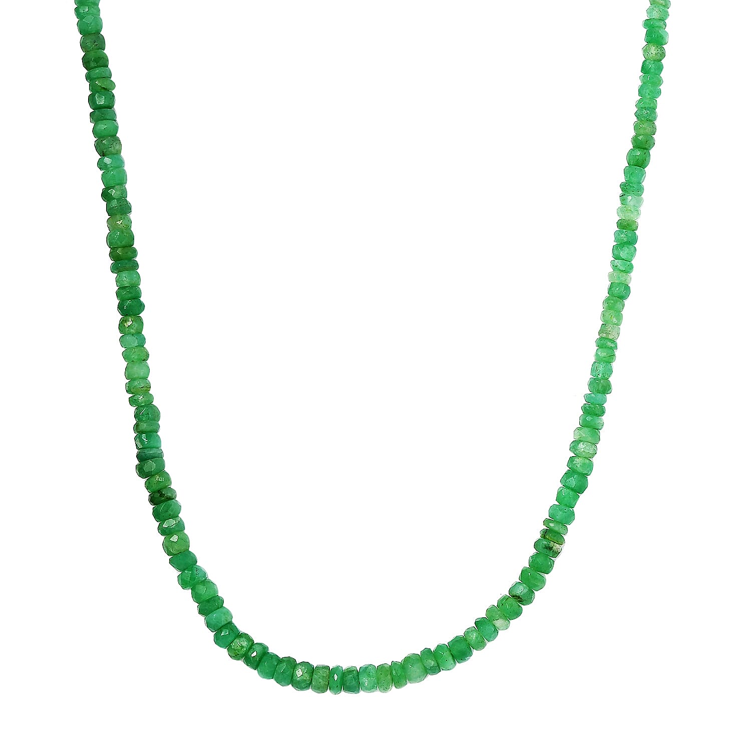 Socoto Emerald Bead Necklace 18-20 Inches in Platinum Over Sterling Silver 53.20 ctw