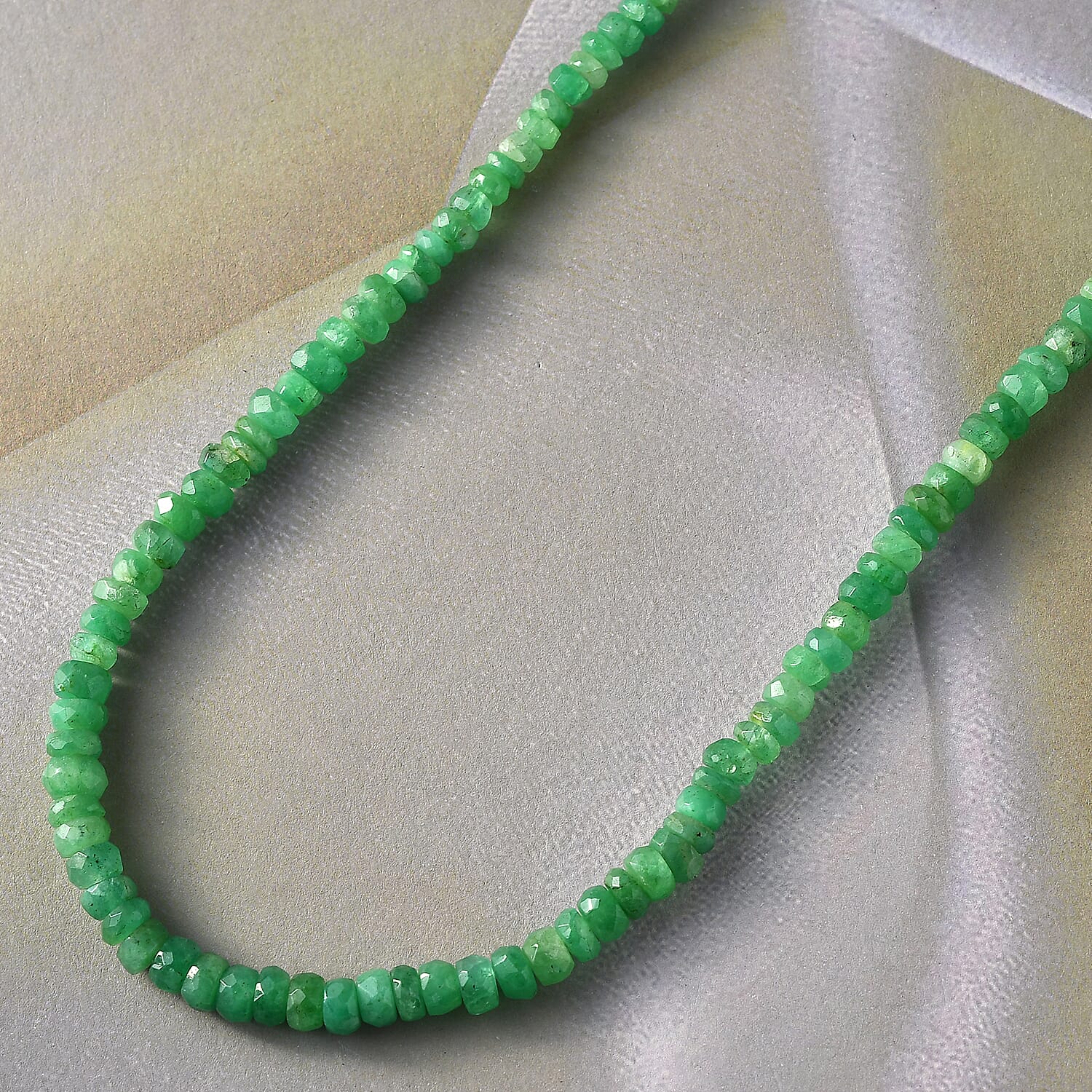 Socoto Emerald Bead Necklace 18-20 Inches in Platinum Over Sterling Silver 53.20 ctw
