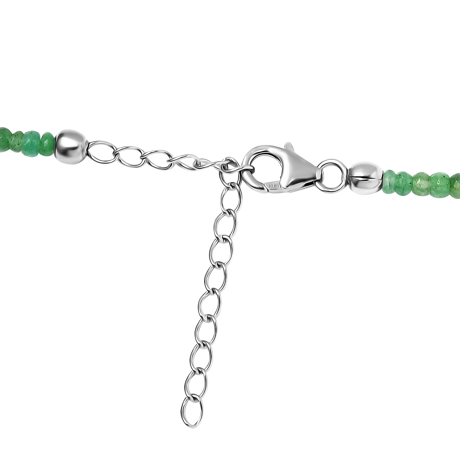 Socoto Emerald Bead Necklace 18-20 Inches in Platinum Over Sterling Silver 53.20 ctw