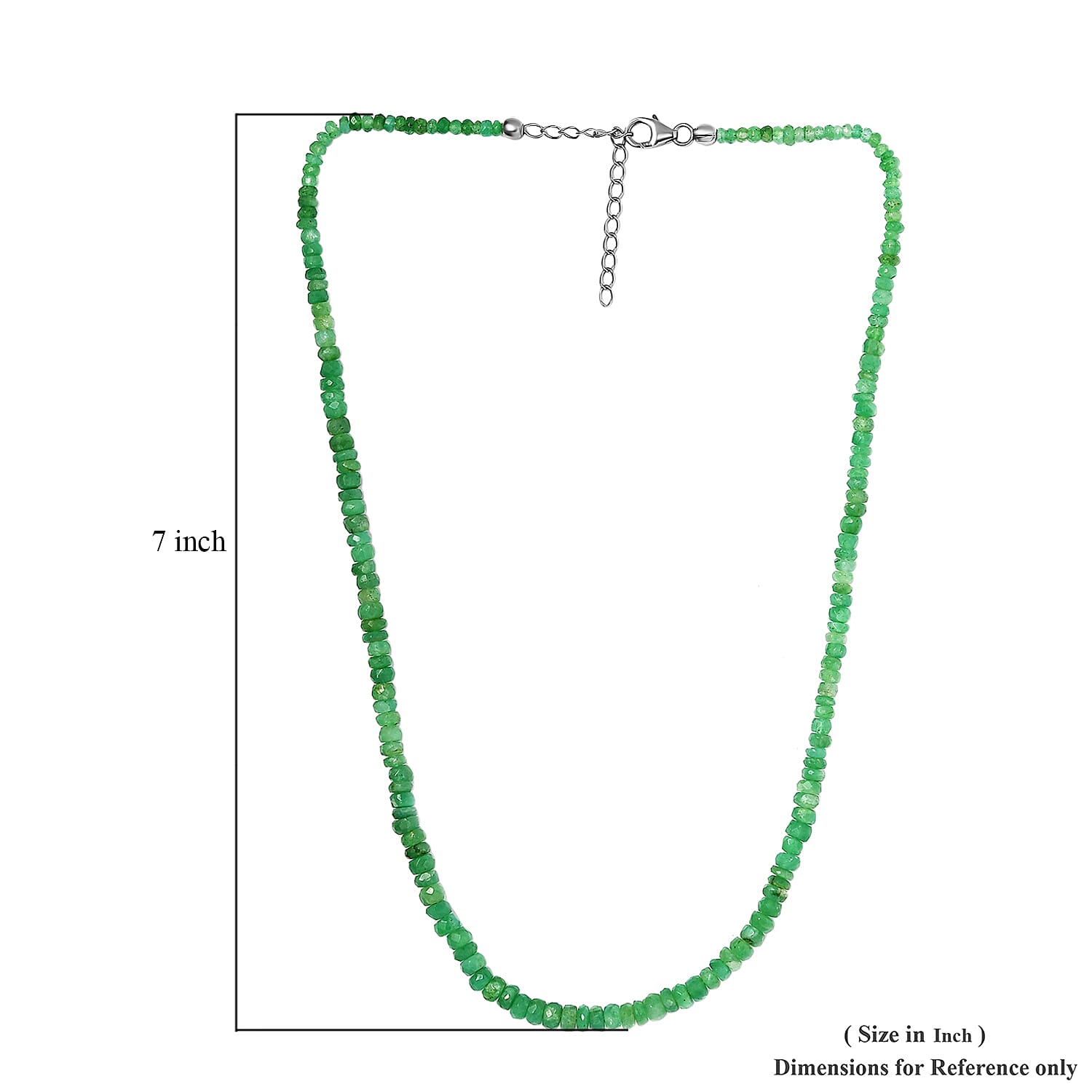 Socoto Emerald Bead Necklace 18-20 Inches in Platinum Over Sterling Silver 53.20 ctw