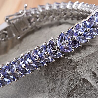 Tanzanite Bracelet in Platinum Over Sterling Silver (6.50 In) 11.30 ctw