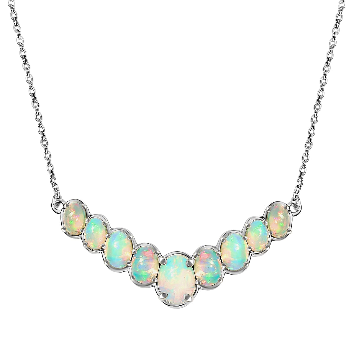 Premium Ethiopian Welo Opal Necklace 18 Inches in Platinum Over Sterling Silver 3.50 ctw image number 0