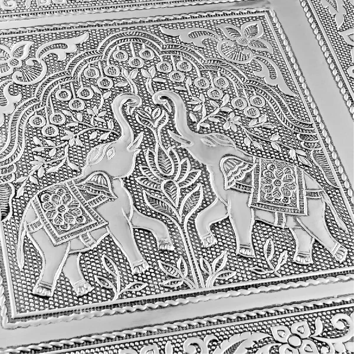 Oxidized Aluminum Elephant Embossed Grand 3 Drawer Jewelry Box (8"x6"x5") image number 6