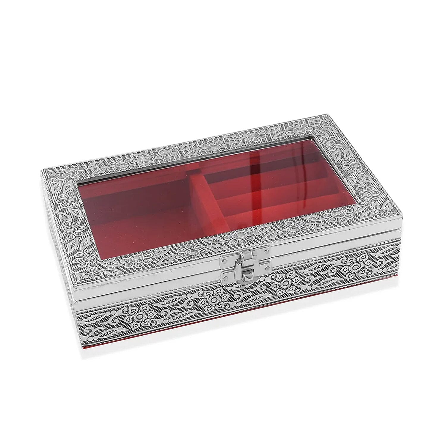 Handcrafted Aluminum Oxidized Jewelry Box with Wine Scratch Protection Interior