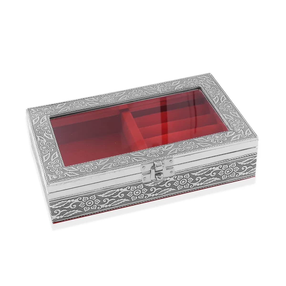 Handcrafted Aluminum Oxidized Jewelry Box with Wine Scratch Protection Interior image number 0