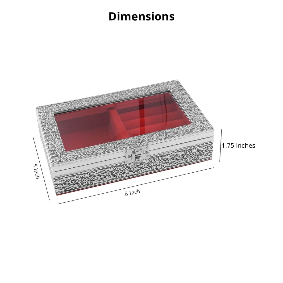 Handcrafted Aluminum Oxidized Jewelry Box with Wine Scratch Protection Interior image number 2