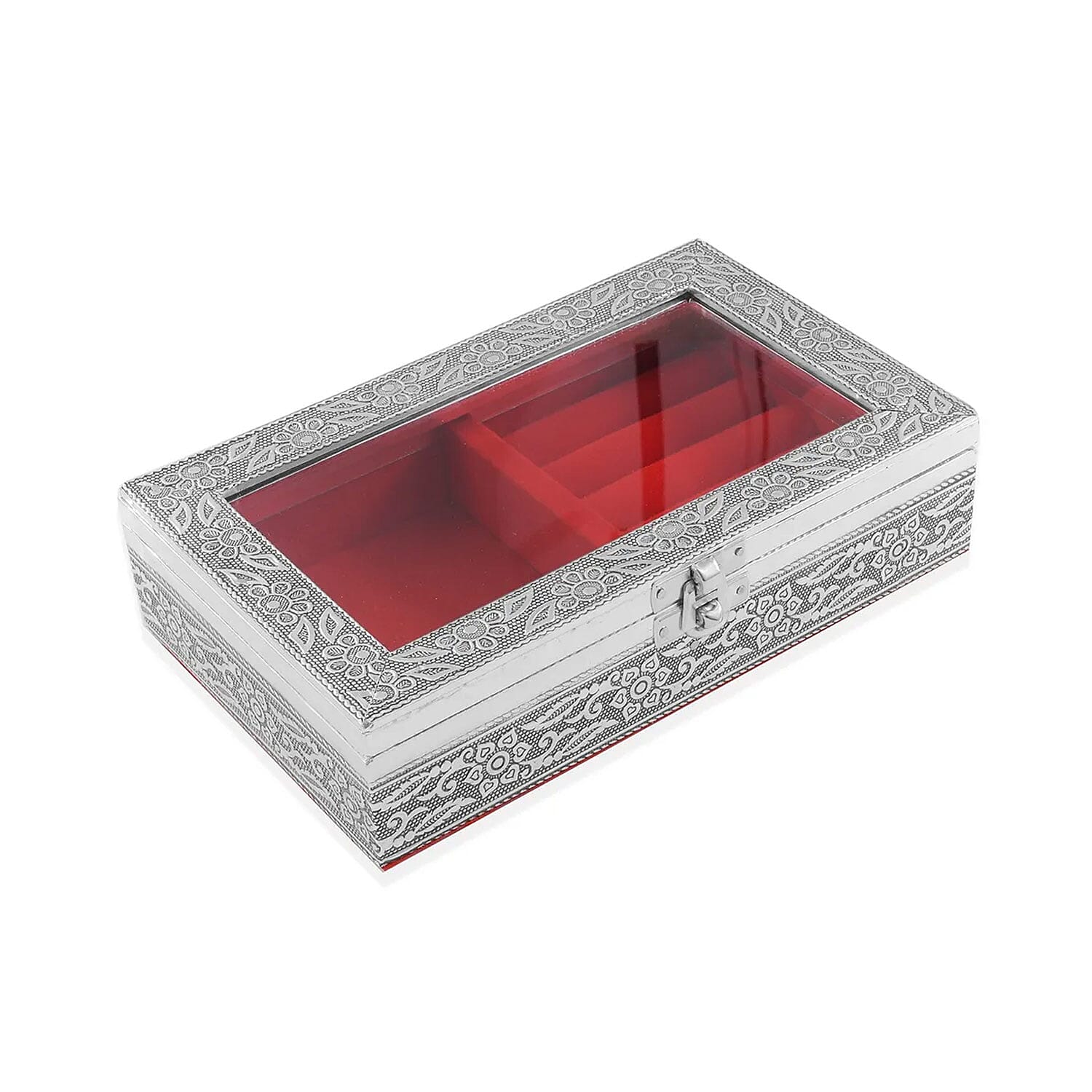 Handcrafted Aluminum Oxidized Jewelry Box with Wine Scratch Protection Interior