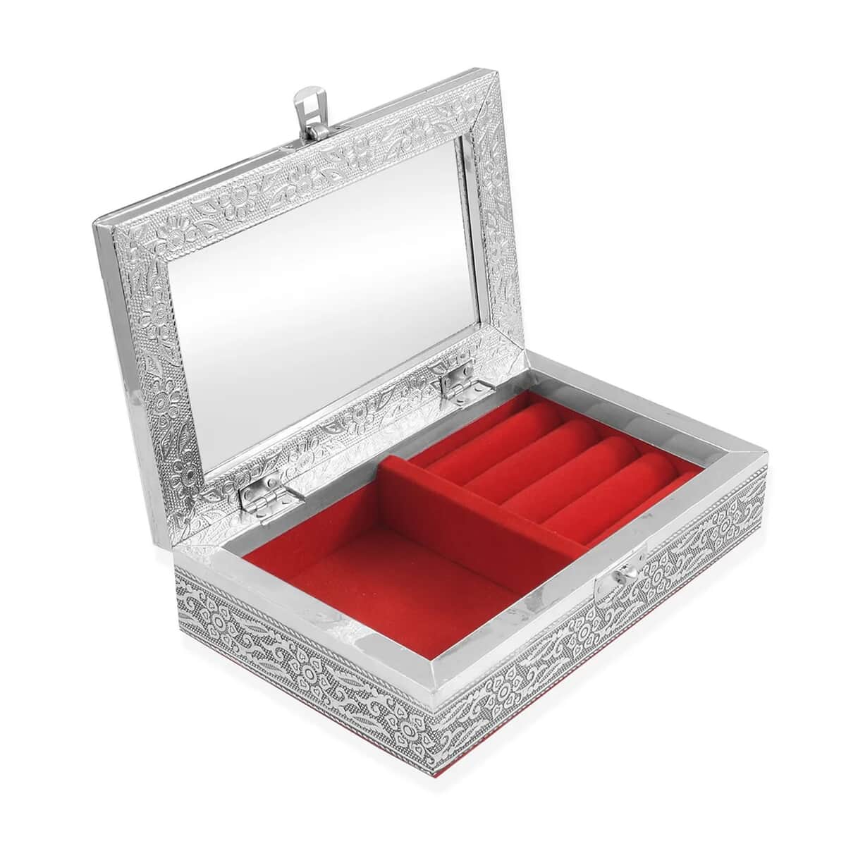 Handcrafted Aluminum Oxidized Jewelry Box with Wine Scratch Protection Interior image number 4
