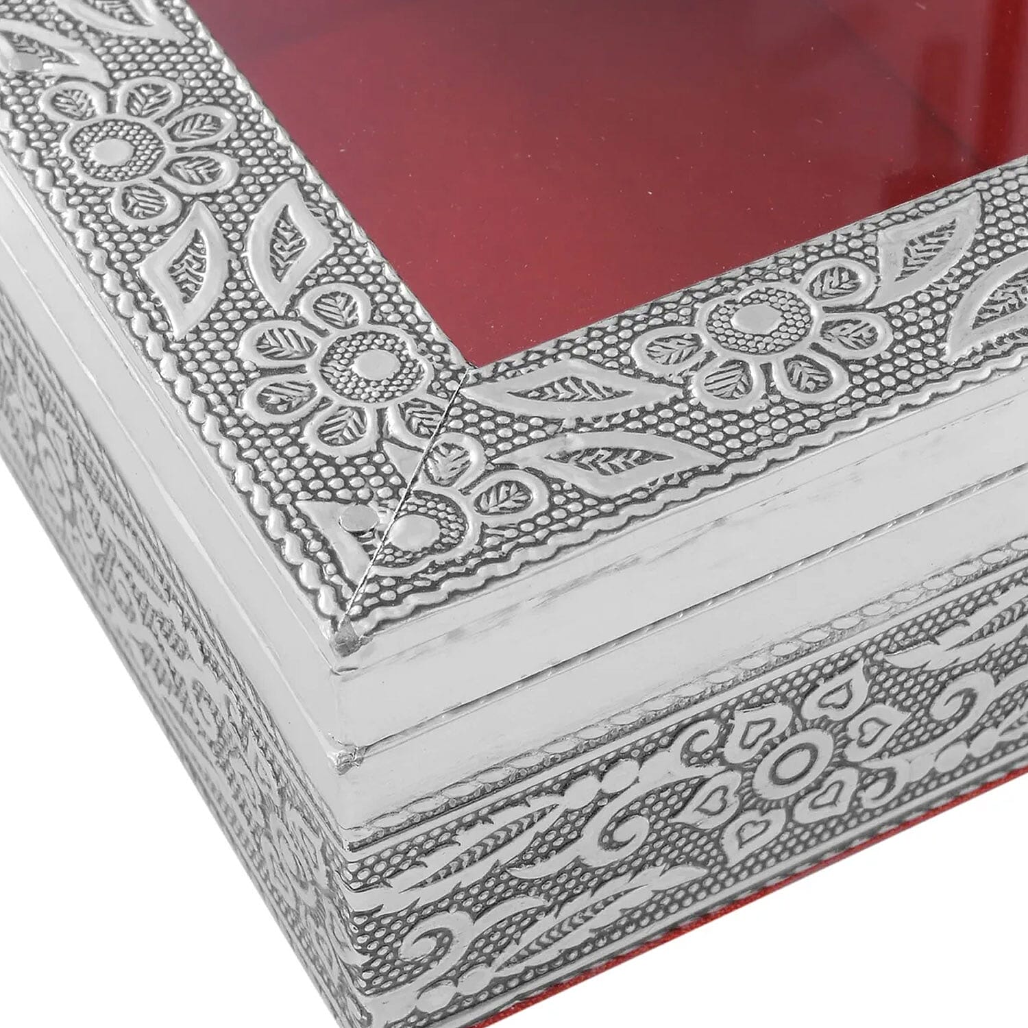 Handcrafted Aluminum Oxidized Jewelry Box with Wine Scratch Protection Interior