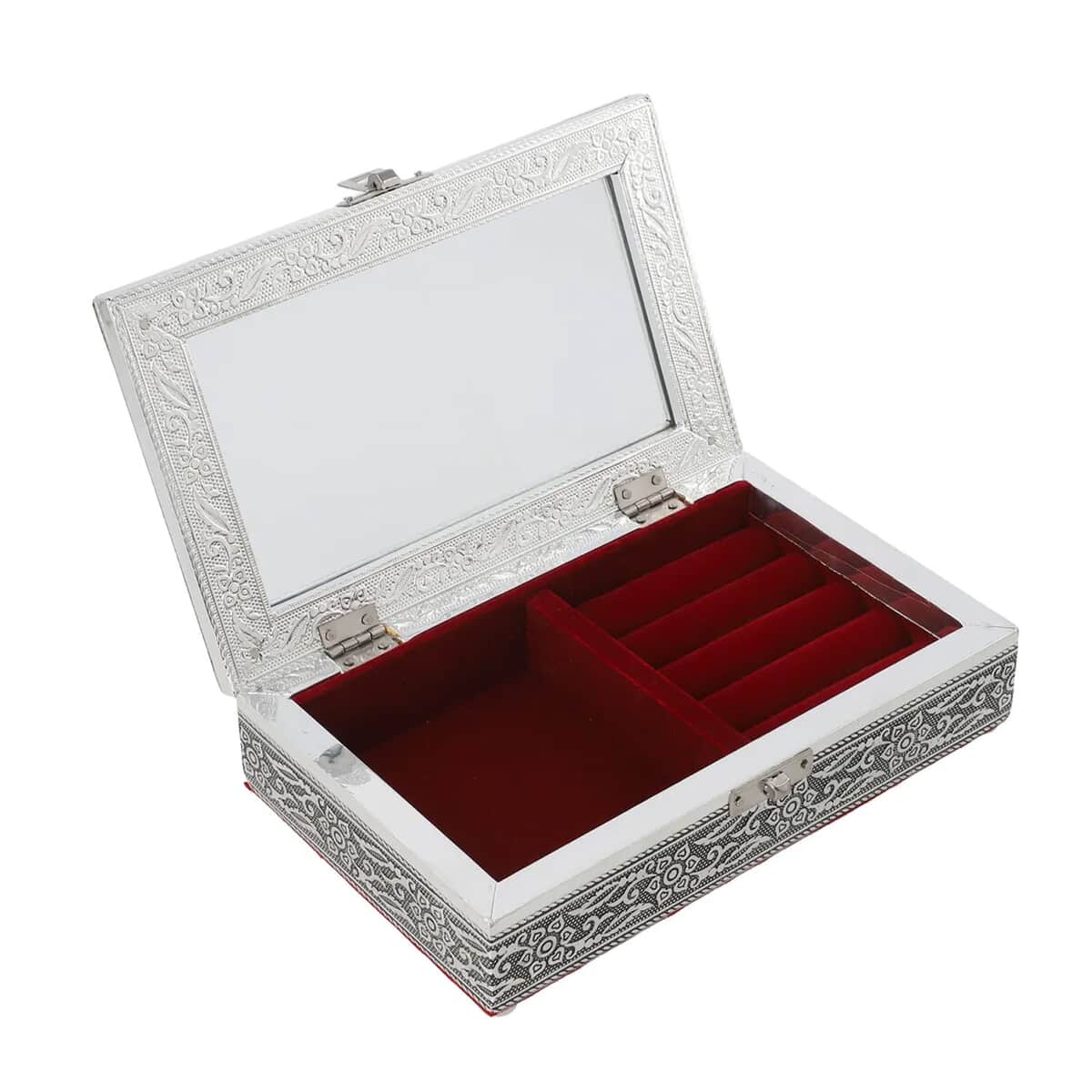 Handcrafted Transparent Aluminum Oxidized Jewelry Box with Burgundy Scratch Protection Interior image number 4