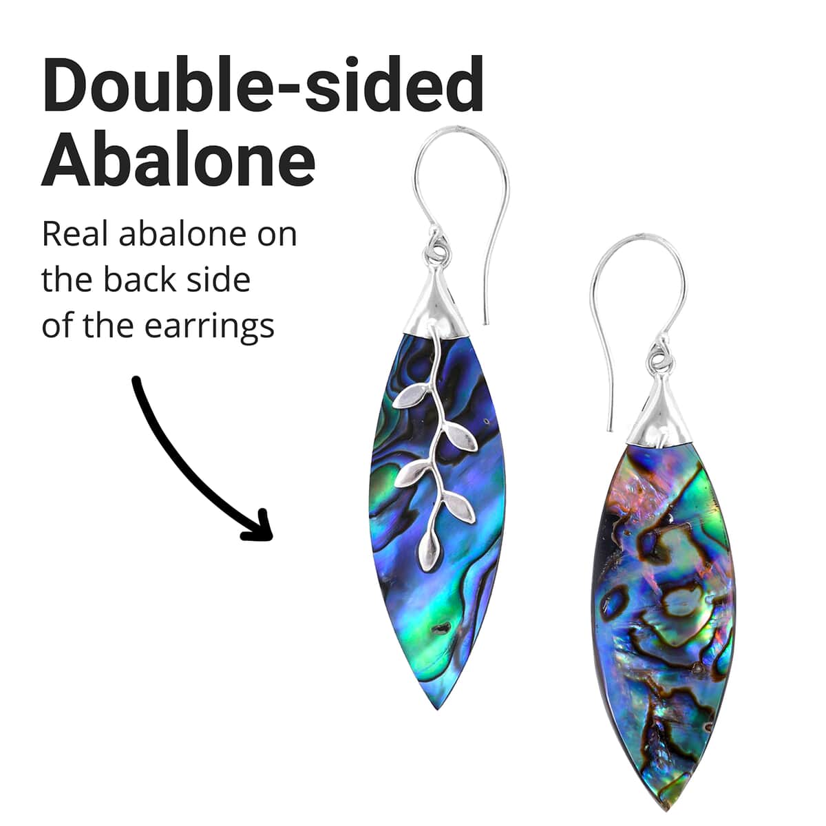Abalone Shell Dangle Earrings in Sterling Silver, Drop Silver Earrings, Beach Fashion Jewelry image number 3