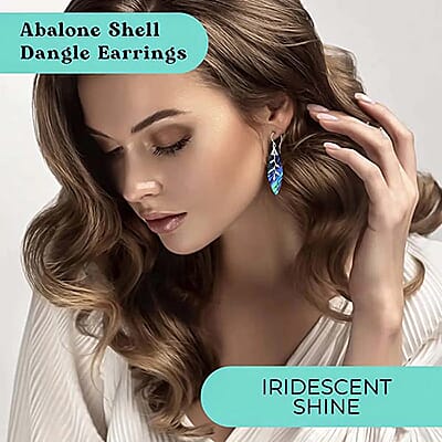 Abalone Shell Dangle Earrings in Sterling Silver, Floral Silver Earrings, Beach Fashion Jewelry