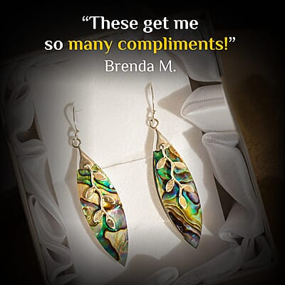 Abalone Shell Dangle Earrings in Sterling Silver, Floral Silver Earrings, Beach Fashion Jewelry