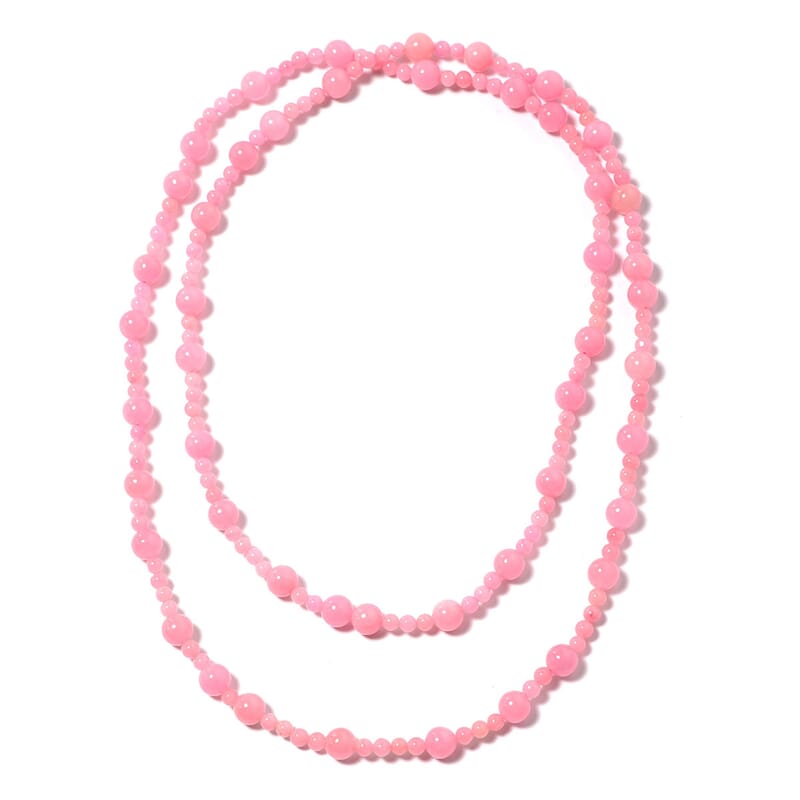 Pink Jade Beaded Necklace (48 in) 607.00 ctw