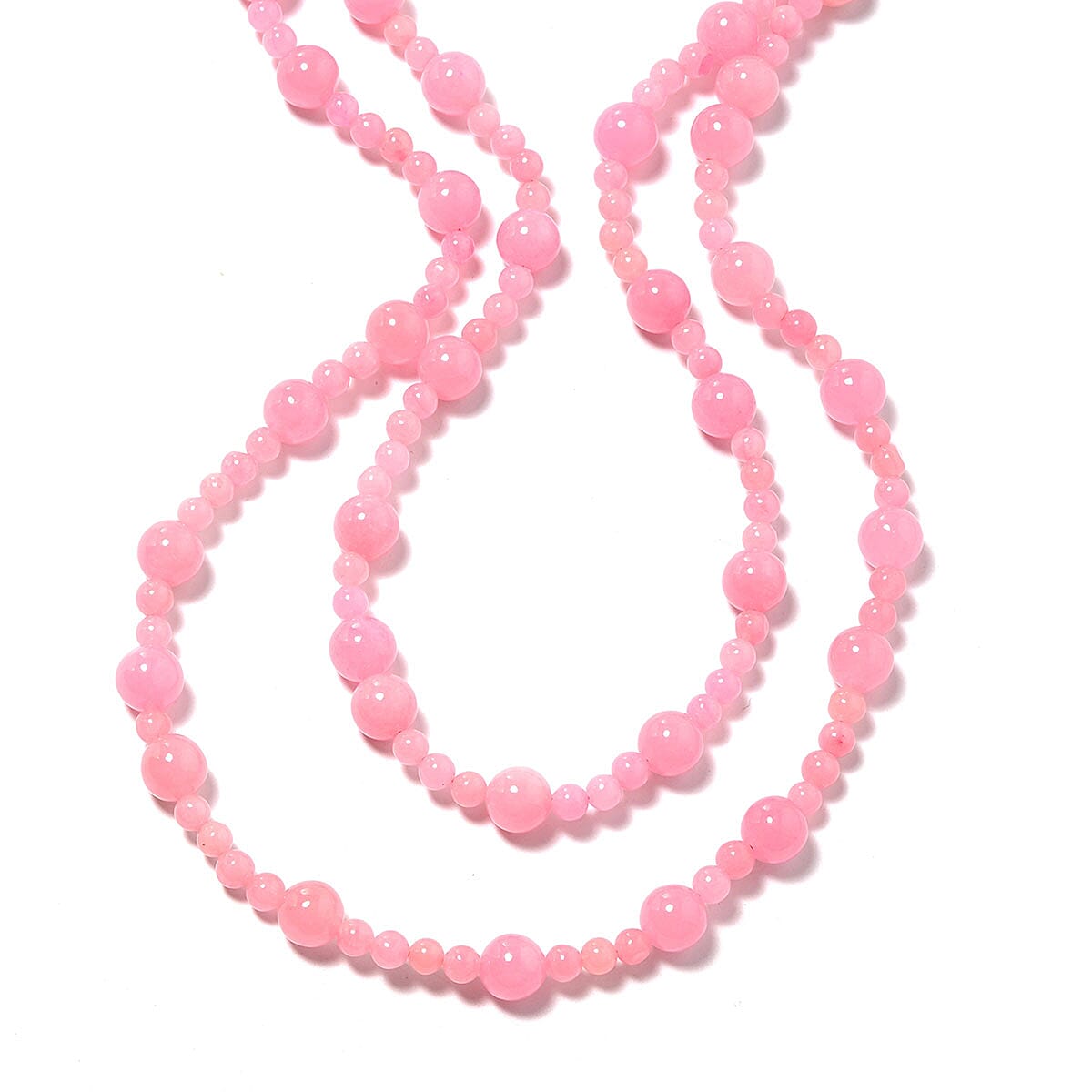 Pink Jade Beaded Necklace (48 in) 607.00 ctw