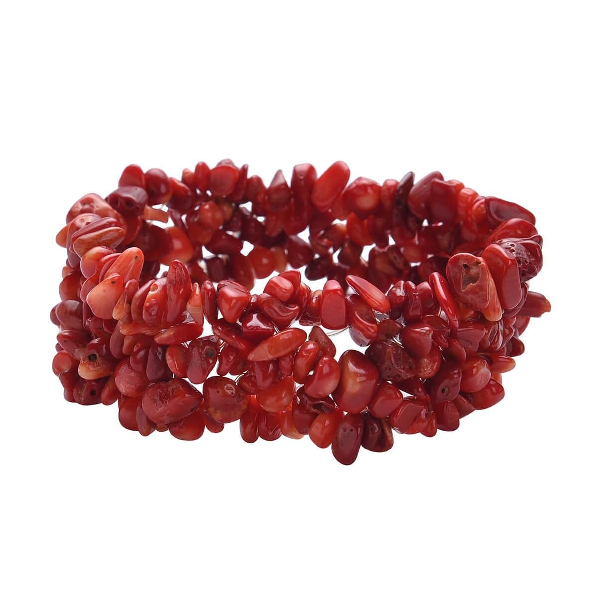 Bamboo Coral Chips Stretch Bracelet and Earrings and Toggle Clasp Necklace in Black Oxidized Stainless Steel (18.00 In) image number 5