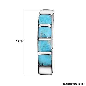 Santa Fe Style Kingman Turquoise Earrings in Sterling Silver 1.50 ctw