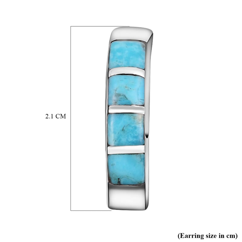 Santa Fe Style Kingman Turquoise Earrings in Sterling Silver 1.50 ctw