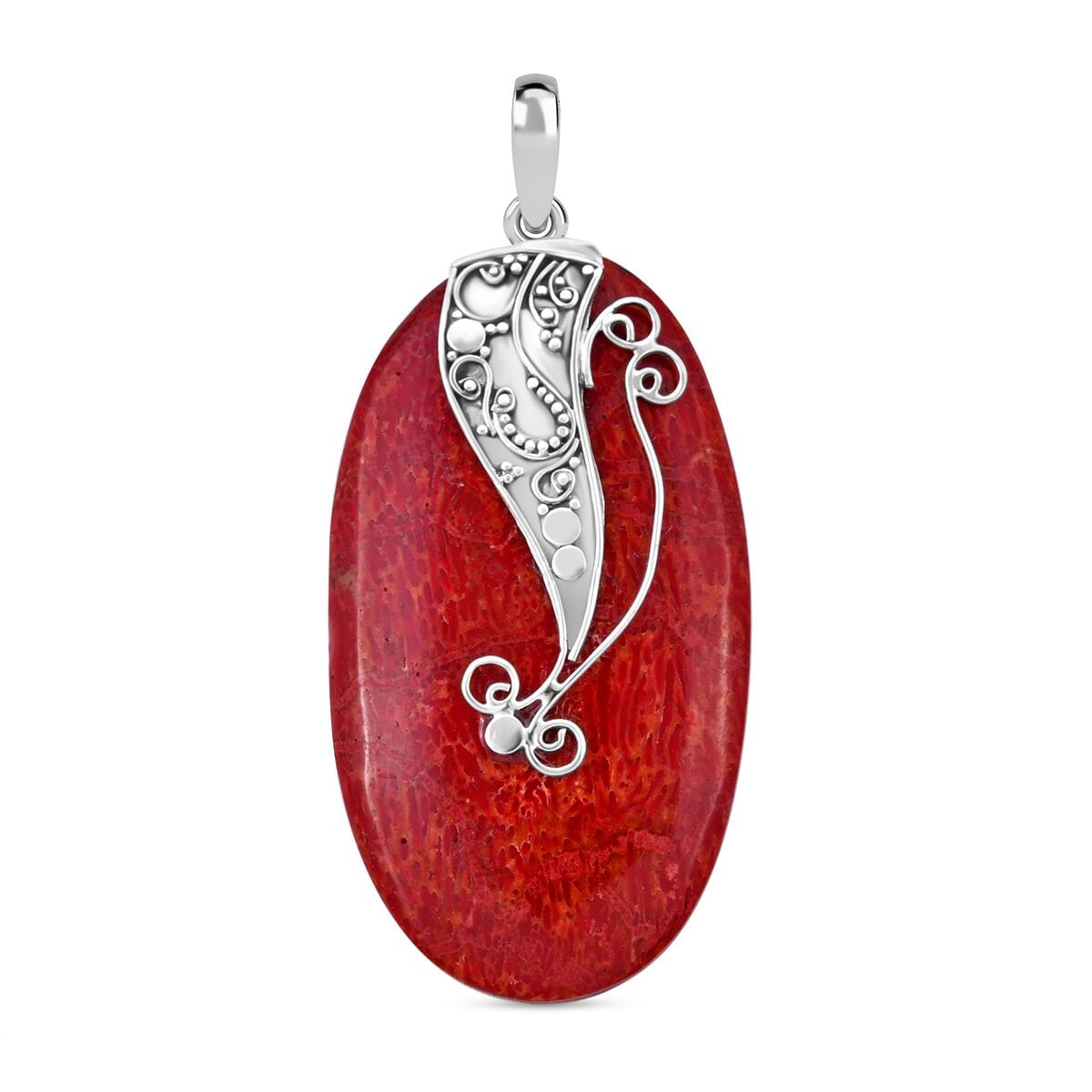 Sponge Coral Pendant in Sterling Silver, Solitaire Pendant Silver, Beach Fashion Jewelry image number 0