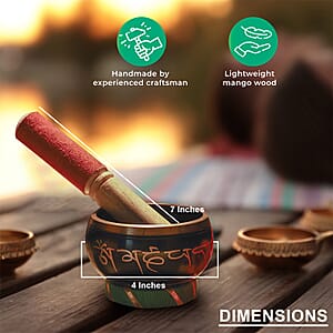 Closeout Copper Singing Bowl with Leather Pencil Grip Striker and Cushion , Meditation Copper Bowl , Copper Sound Bowl