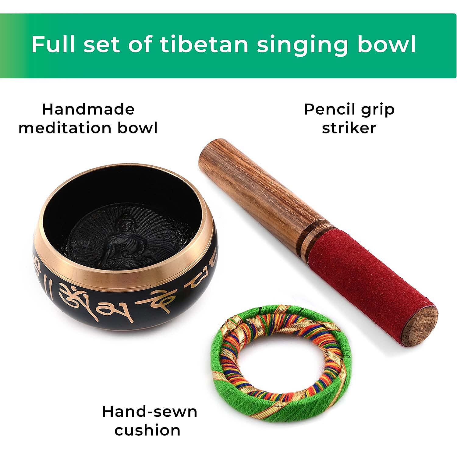 Closeout Copper Singing Bowl with Leather Pencil Grip Striker and Cushion , Meditation Copper Bowl , Copper Sound Bowl