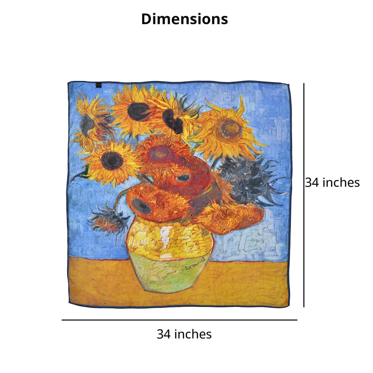 Yellow, Multi Color Sunflower Oil Painting Scarf (100% Mulberry Silk) image number 3