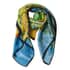 Green, Multi Color Village Oil Painting Scarf (100% Mulberry Silk) image number 0