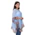 Sky Blue Summer Poncho with Multi Color Chevron Hem (One Size Fits Most, Polyester) image number 2