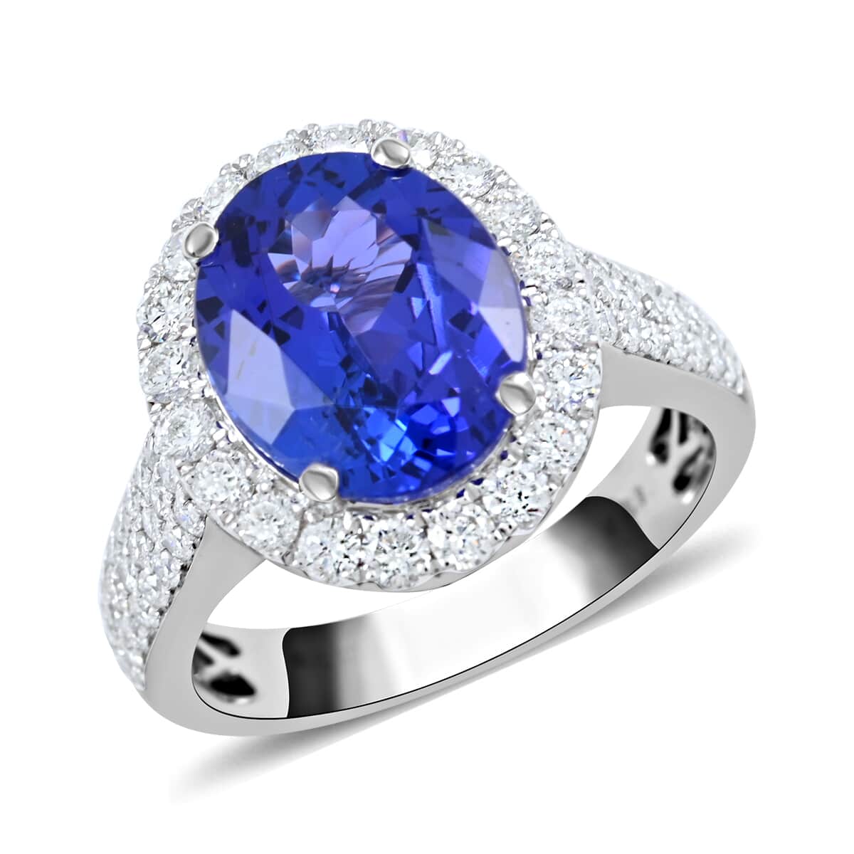 Iliana 18K White Gold AAA Tanzanite and G-H SI Diamond Ring (Size 6.0) 5.85 Grams 4.40 ctw image number 0