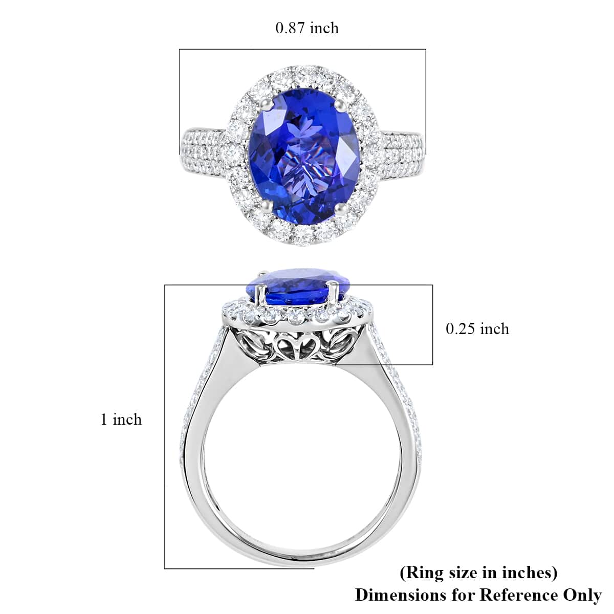 Iliana 18K White Gold AAA Tanzanite and G-H SI Diamond Ring (Size 6.0) 5.85 Grams 4.40 ctw image number 5