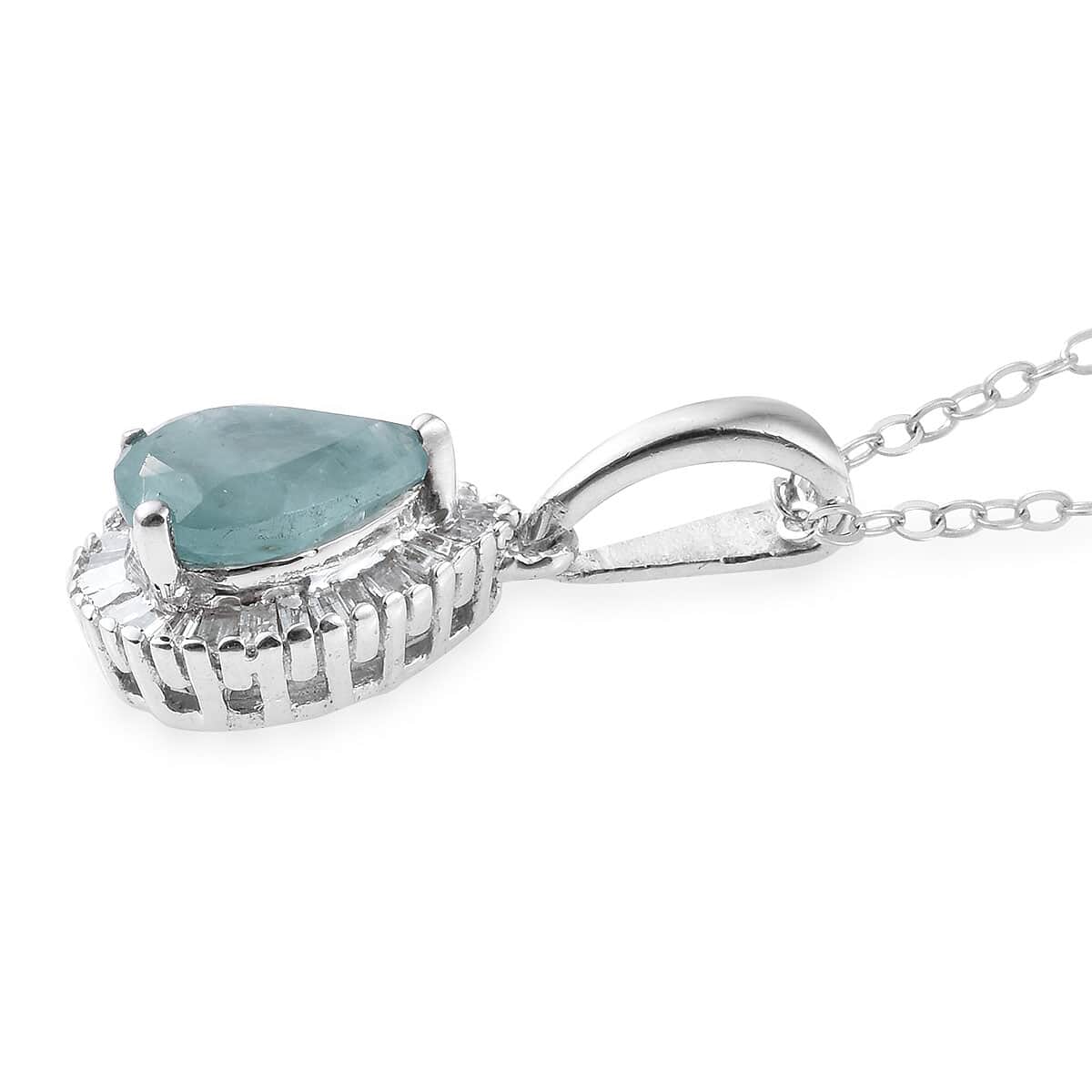 Grandidierite, Diamond (0.20 cts) Pendant Necklace (20 in) in Platinum Over Sterling Silver 1.25 ctw image number 3