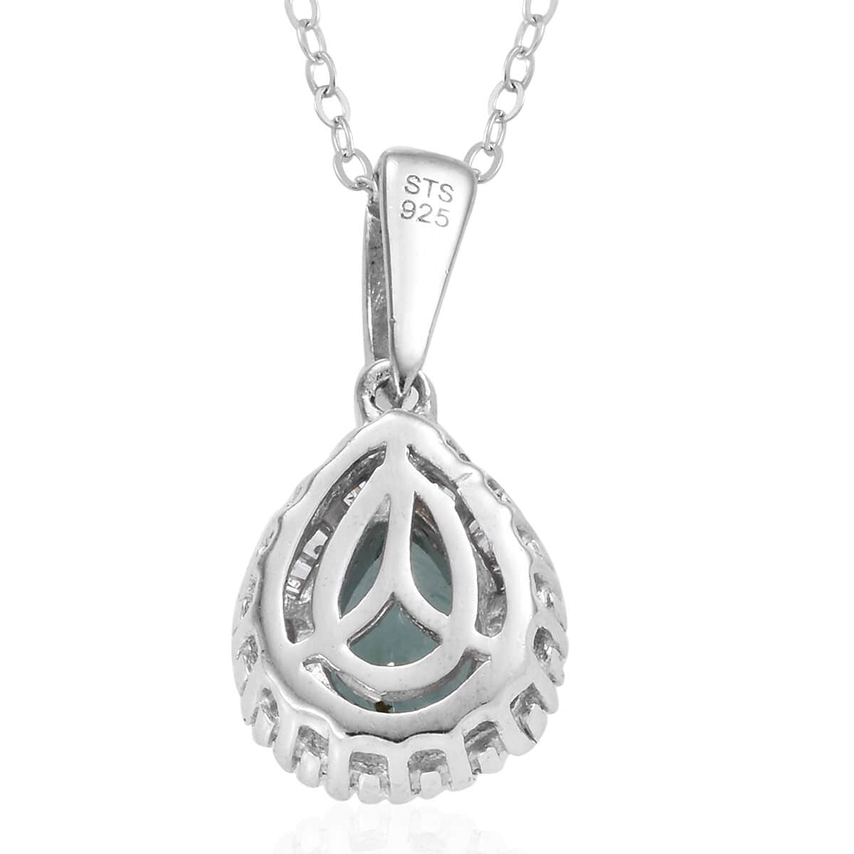 Grandidierite, Diamond (0.20 cts) Pendant Necklace (20 in) in Platinum Over Sterling Silver 1.25 ctw image number 4