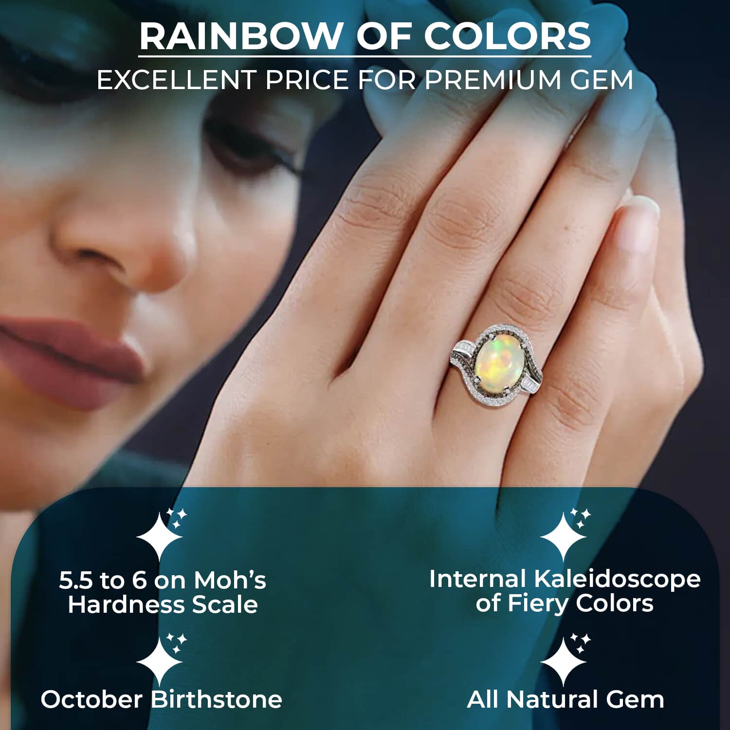 Buy Premium Ethiopian Welo Opal, Diamond (0.60 cts) Ring in