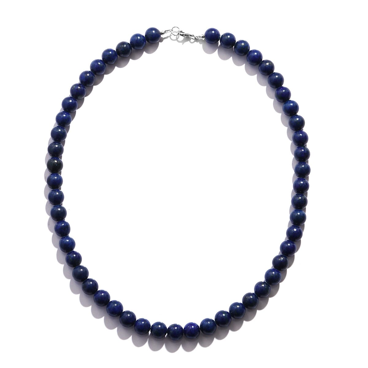 Lapis Lazuli 8mm Beaded Necklace 18 Inches in Stainless Steel 225.00 ctw image number 0