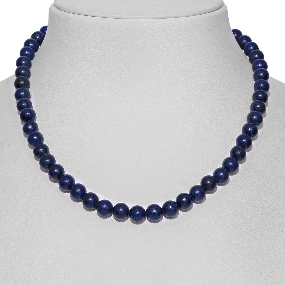 Lapis Lazuli 8mm Beaded Necklace 18 Inches in Stainless Steel 225.00 ctw image number 1