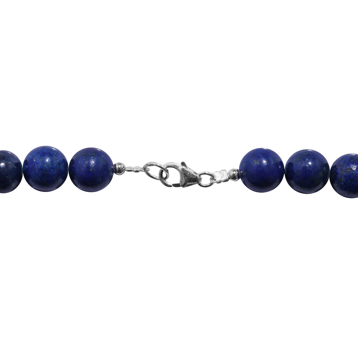 Lapis Lazuli 8mm Beaded Necklace 18 Inches in Stainless Steel 225.00 ctw image number 3