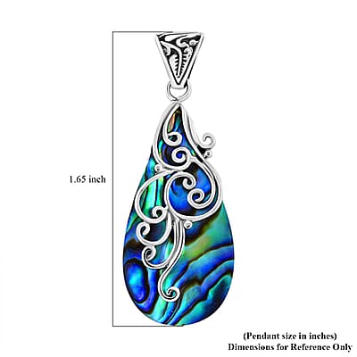 Abalone Shell Drop Pendant without Chain in Sterling Silver