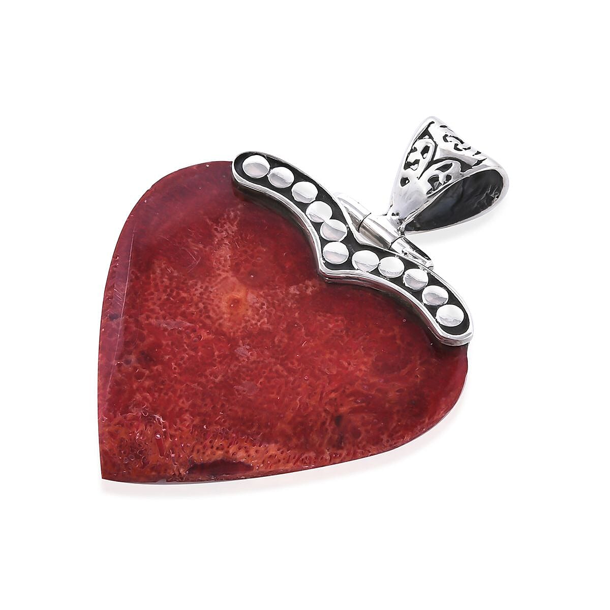 Sponge Coral Heart Pendant in Sterling Silver image number 2