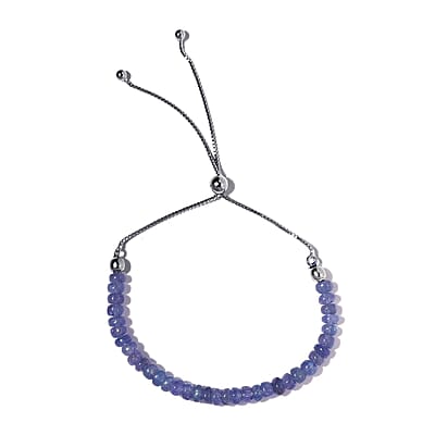 Tanzanite Beaded Bolo Bracelet in Platinum Over Sterling Silver 14.40 ctw